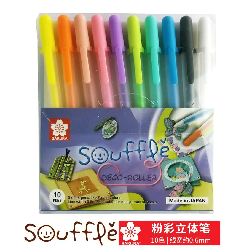 Japan Sakura Gel Pen Set 3D Jelly Pen Basis/Bright/Highlight/Souffle/Glaze Drawing Pens Gel Ink Glitter Decoration Stationary