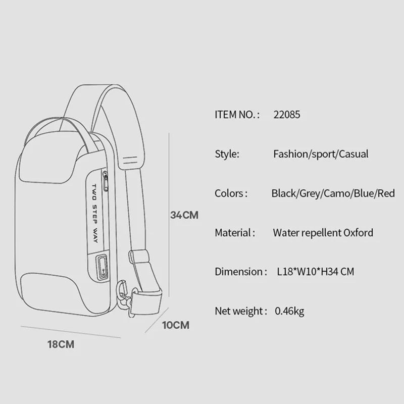 Men’s Waterproof USB Charging Crossbody Bag – Anti-Theft, Multifunction Shoulder & Waist Pack for Short Trips, Travel, and Everyday Carry