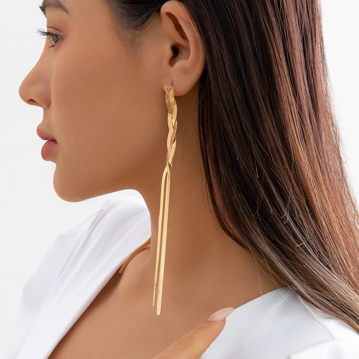 Long Snake Chain Drop Earring for Women Wedding Vintage Dangle Earring Trendy Accessories Party Jewelry