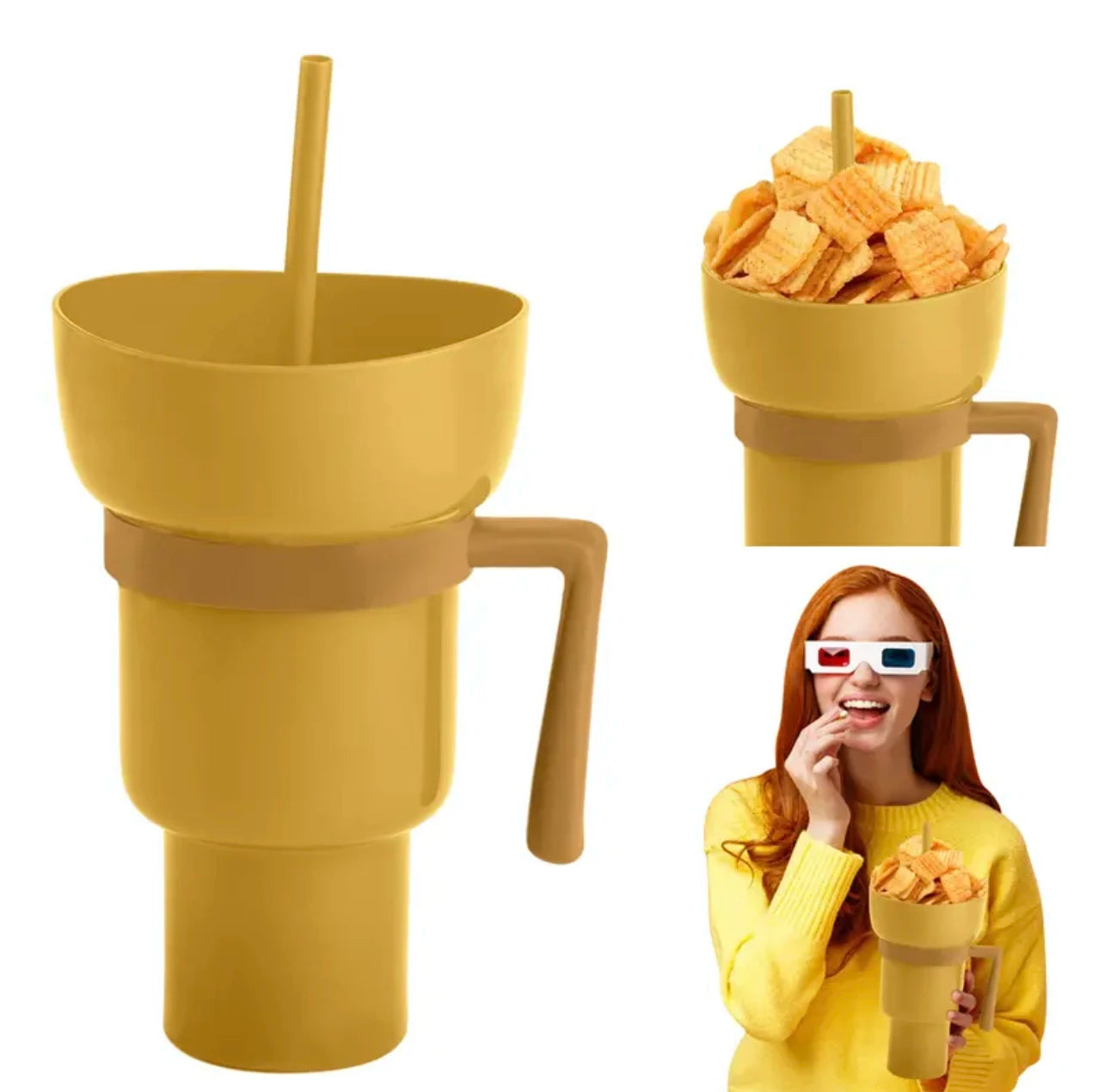 2-in-1 Popcorn & Drink Cup – Creative, Portable Snack & Beverage Combo with Handle | Fun, Functional & Perfect for On-the-Go