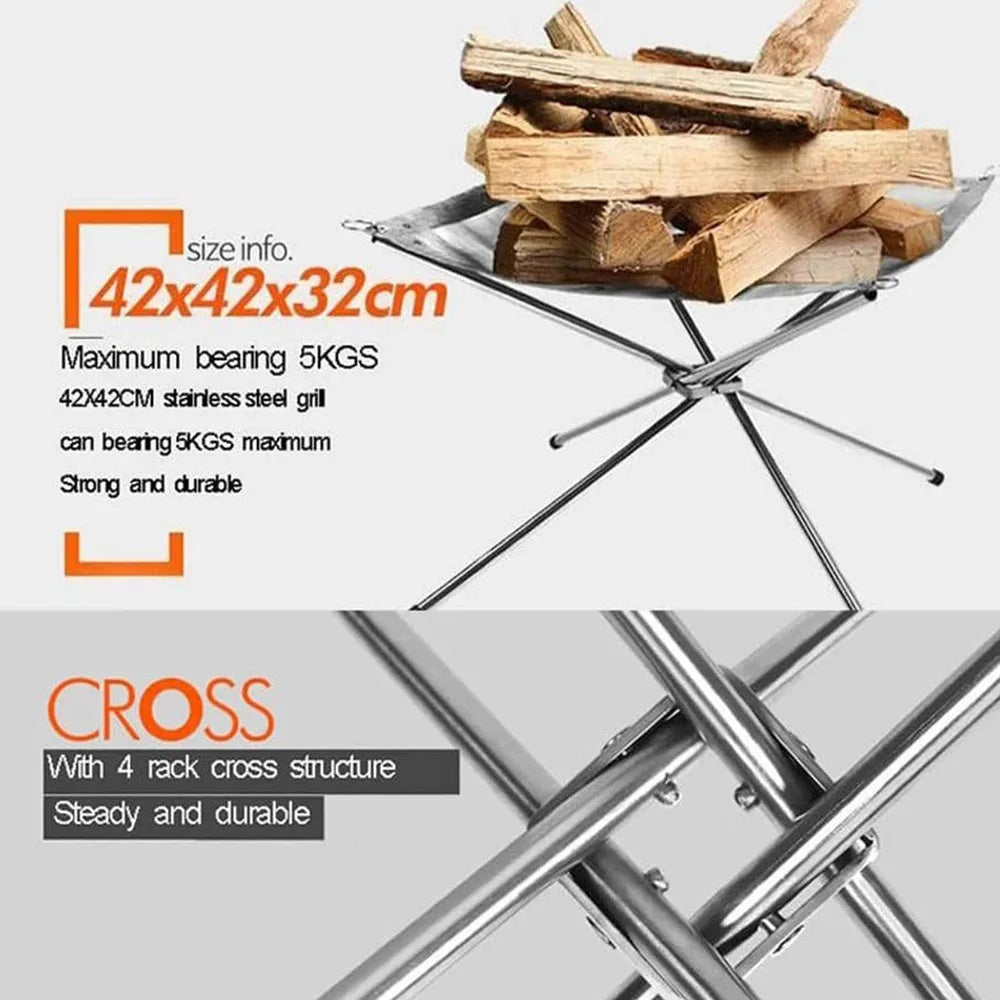Portable Outdoor Mesh Fire Pits Foldable Campfire Stand Outdoor Camping Campfire Fire Rack for Camping Accessories Foldable Mesh Fire Pit BBQ Tools Hot