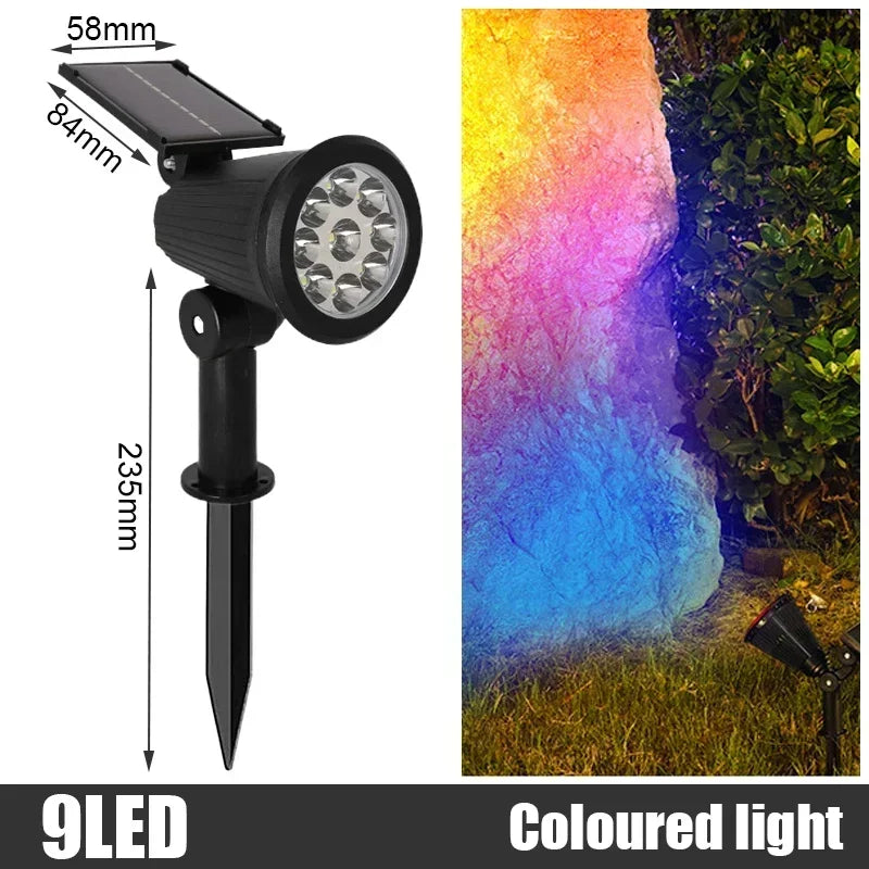 9-LED Solar Garden Spotlights – Waterproof Outdoor Landscape Lights for Pathways, Lawns & Decorative Lighting