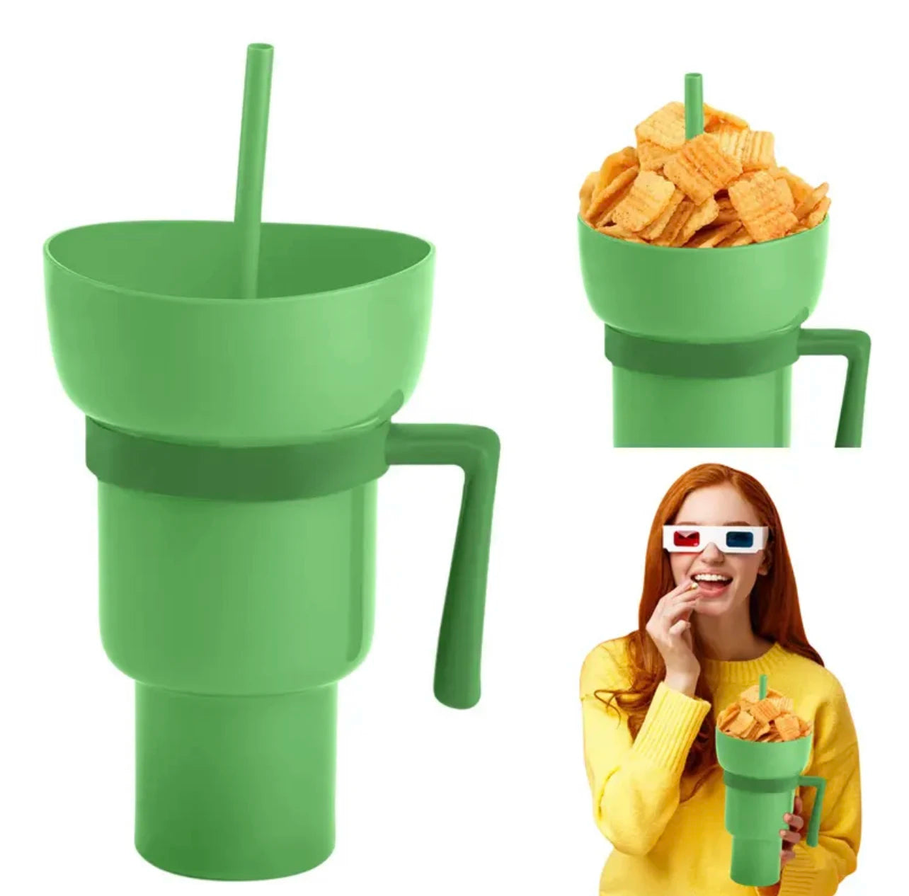 2-in-1 Popcorn & Drink Cup – Creative, Portable Snack & Beverage Combo with Handle | Fun, Functional & Perfect for On-the-Go