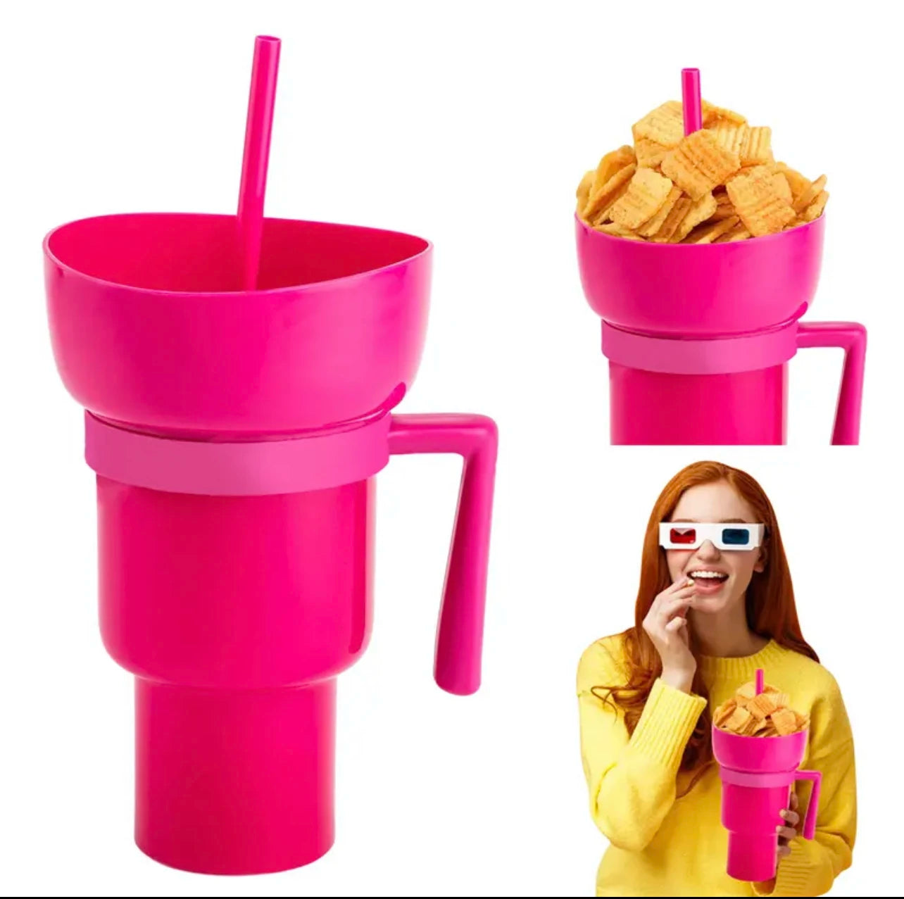2-in-1 Popcorn & Drink Cup – Creative, Portable Snack & Beverage Combo with Handle | Fun, Functional & Perfect for On-the-Go