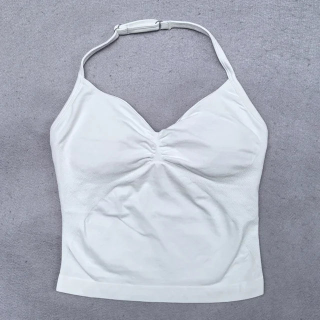 Seamless 2-Piece Yoga Set - Adjustable Longline Top & Scrunch Shorts for Perfect Workout Performance