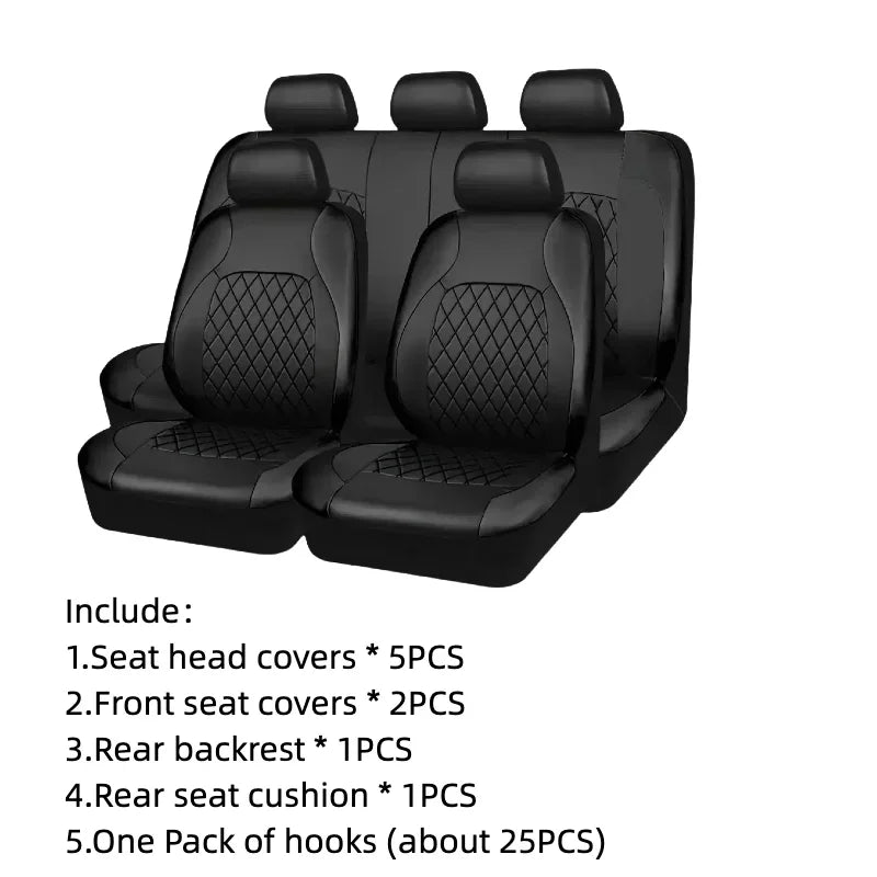 Luxury All-Season Quilted PU Leather Car Seat Covers – Comfort & Fatigue Relief, Full Set for Sedans, SUVs & Pickup Trucks