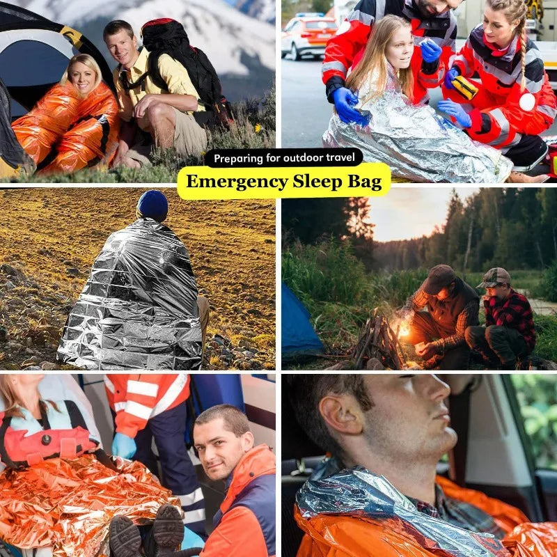 All-Weather Emergency Survival Sleeping Bag – Waterproof, Thermal Mylar Blanket Sack | Reusable & Compact for Camping, Hiking & Outdoor Adventures