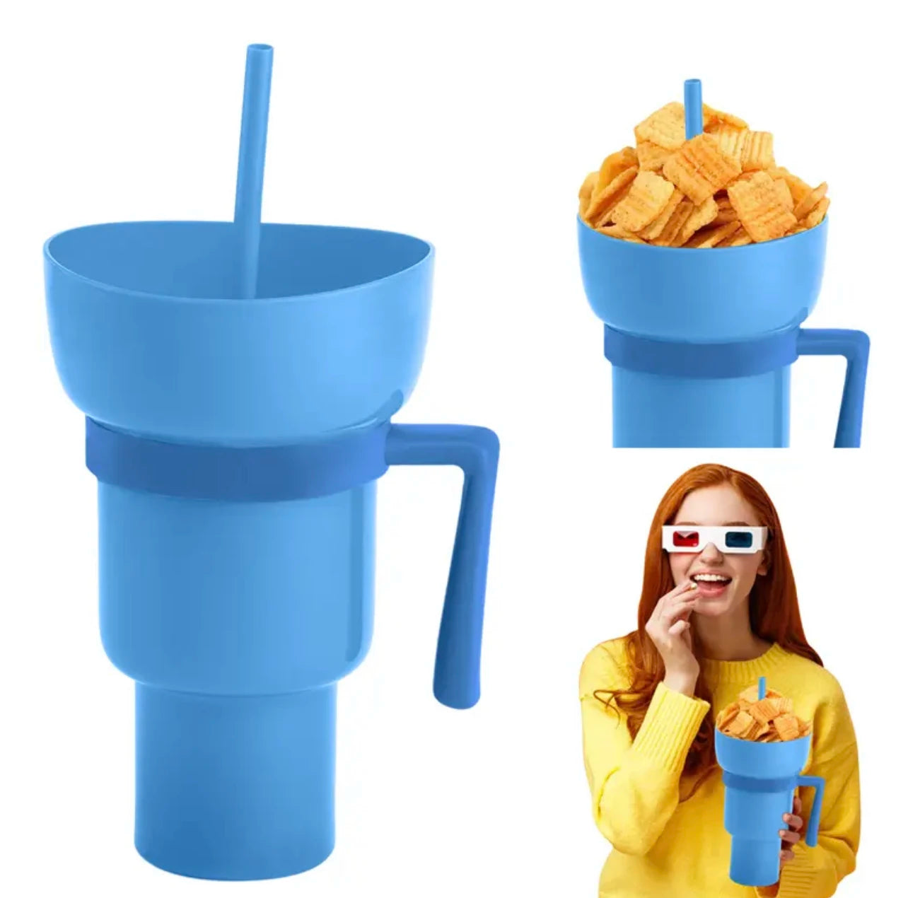 2-in-1 Popcorn & Drink Cup – Creative, Portable Snack & Beverage Combo with Handle | Fun, Functional & Perfect for On-the-Go