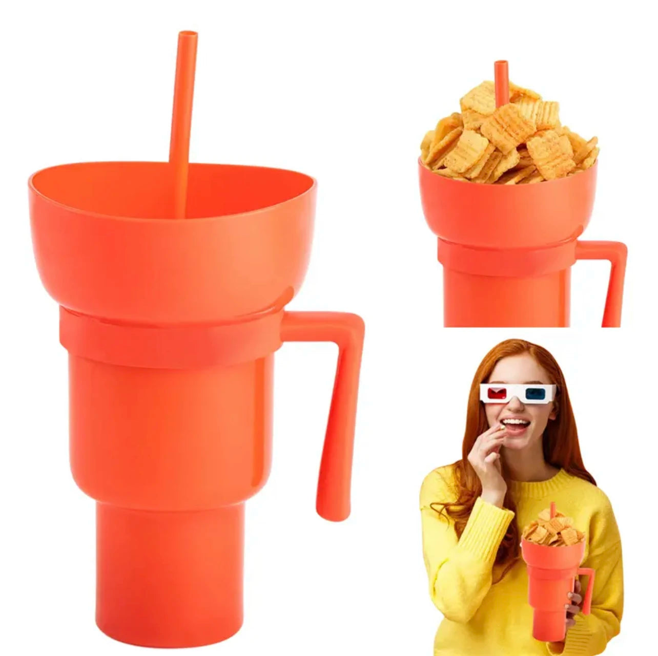 2-in-1 Popcorn & Drink Cup – Creative, Portable Snack & Beverage Combo with Handle | Fun, Functional & Perfect for On-the-Go