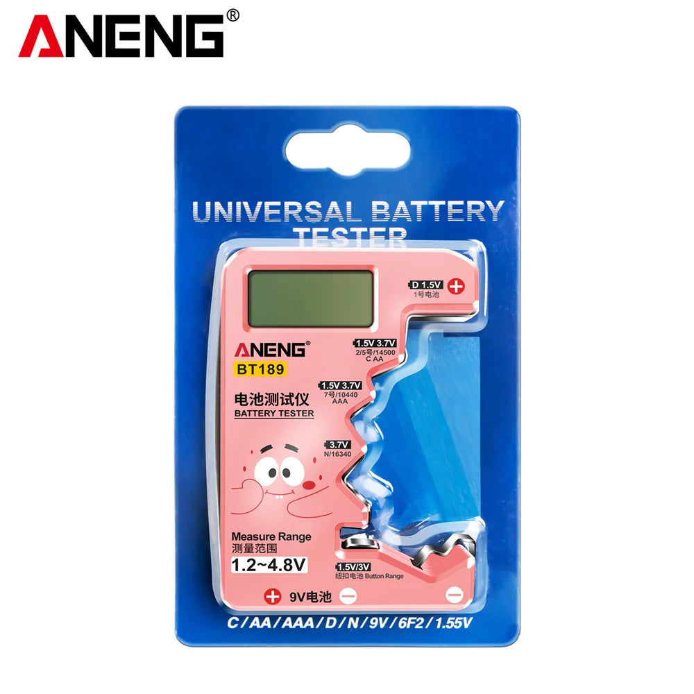 ANENG BT189 Universal Battery Tester 9V AA AAA Button Cell Battery Tester Detectors LCD Battery Indicator Gauge Checker Tools