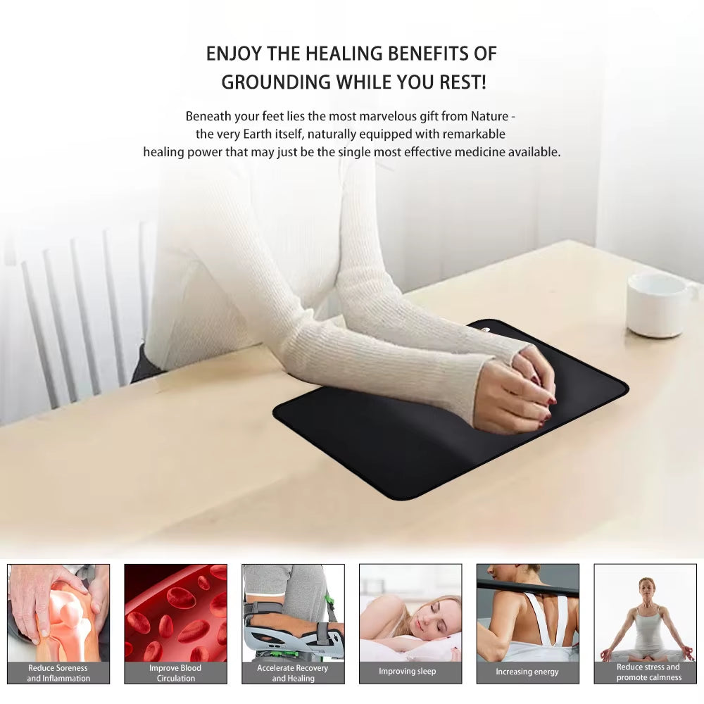 Chair Grounding Mat&Earthing Mouse Pad Earthing Pad for Sleep,Reduce Pain Therapy Mat Stress Relieving With16.4Ft Grounding Cord