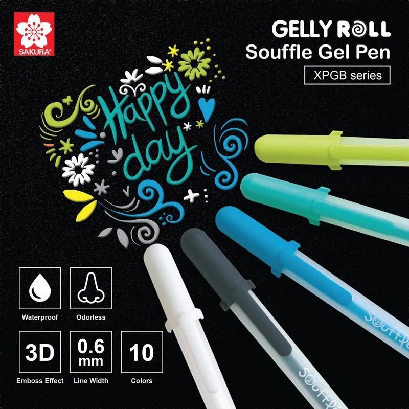 Japan Sakura Gel Pen Set 3D Jelly Pen Basis/Bright/Highlight/Souffle/Glaze Drawing Pens Gel Ink Glitter Decoration Stationary