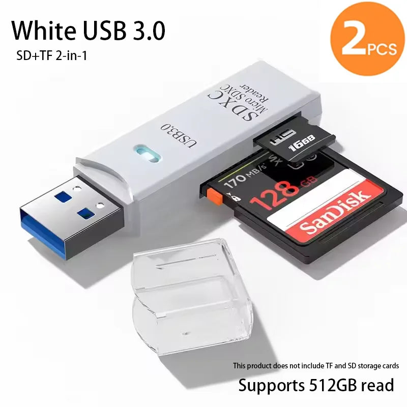 2-in-1 Multi Functional  USB 3.0 Card ReaderMicro SD TFMemoryCardReaderUSBFlashDrive CardreaderAdapter For PCLaptops Accessories