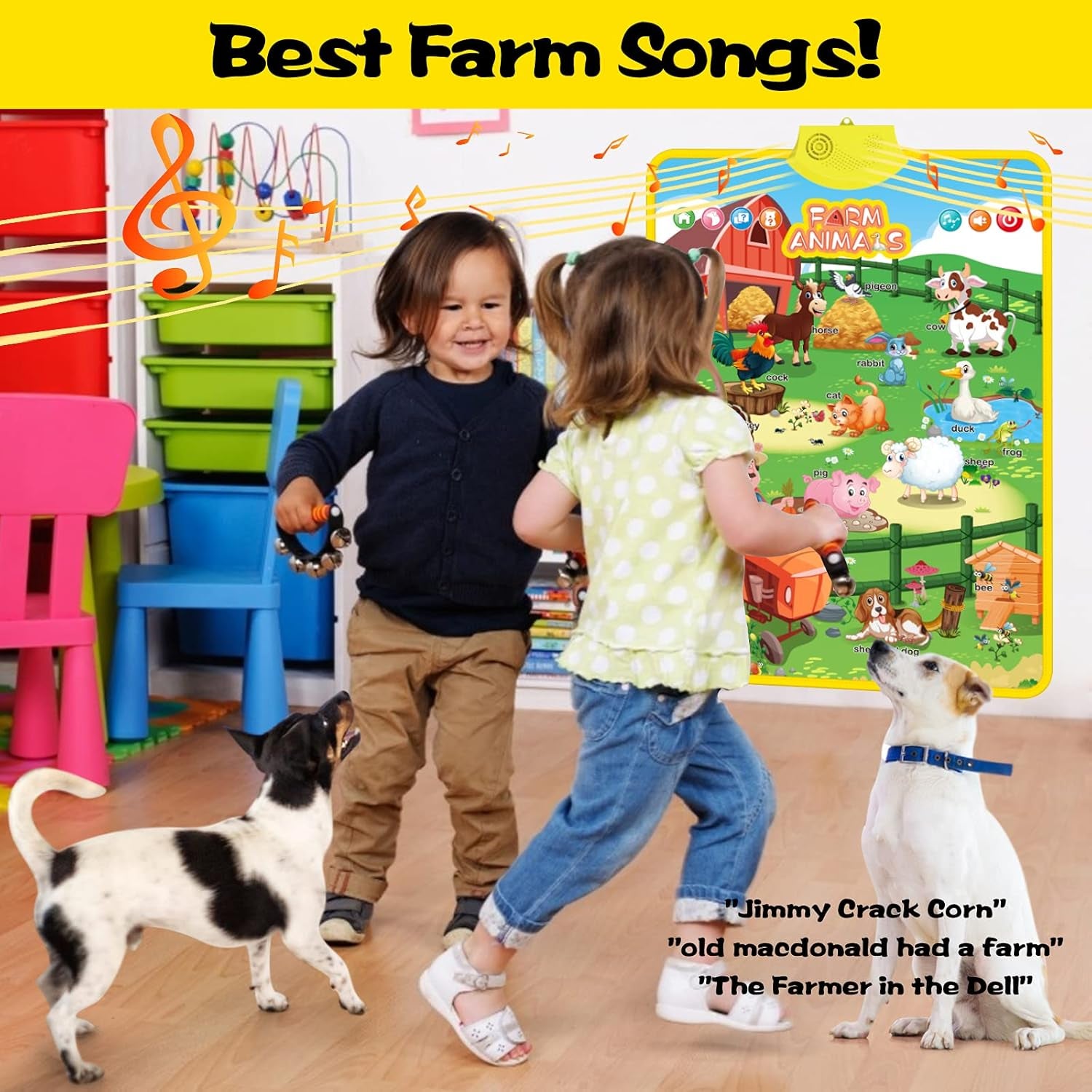Farm Animals Sound Educational Preschool Learning Poster for Toddler, Pre-K, Kindergarten, Daycares, Classroom, Homeschool
