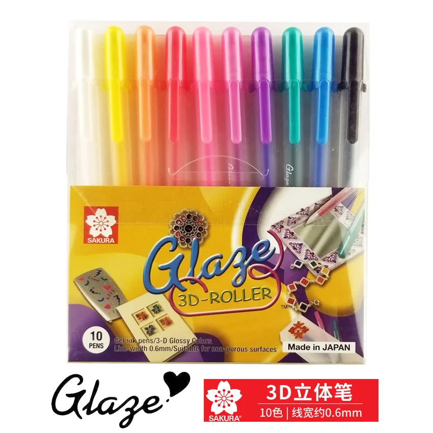 Japan Sakura Gel Pen Set 3D Jelly Pen Basis/Bright/Highlight/Souffle/Glaze Drawing Pens Gel Ink Glitter Decoration Stationary