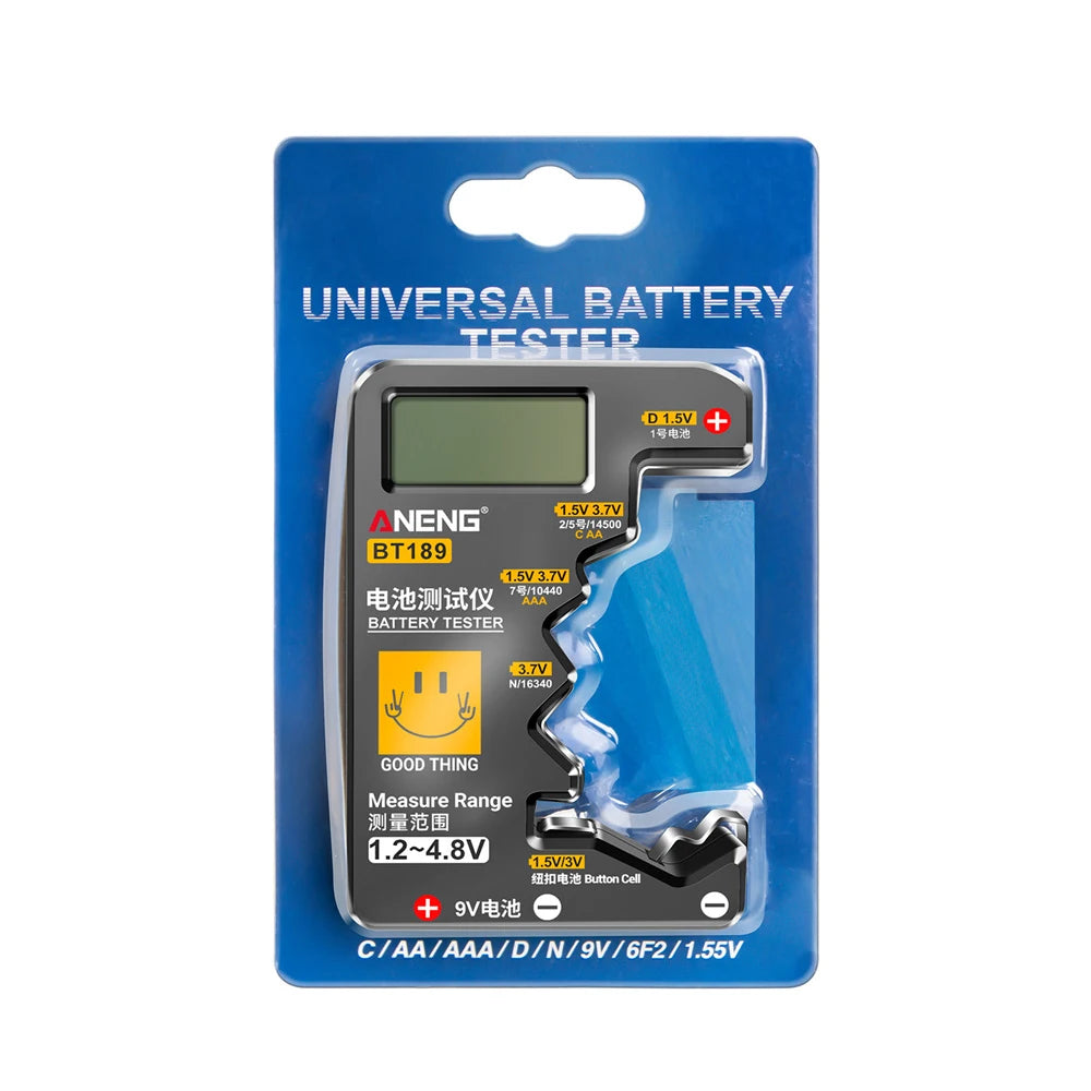 ANENG BT189 Universal Battery Tester 9V AA AAA Button Cell Battery Tester Detectors LCD Battery Indicator Gauge Checker  Tools