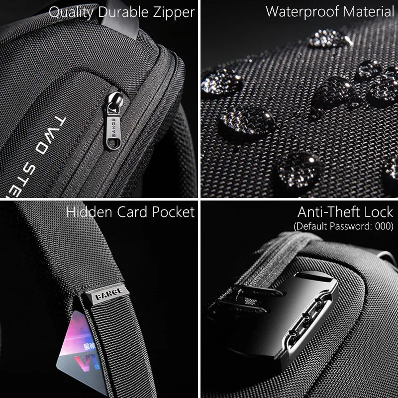 Men’s Waterproof USB Charging Crossbody Bag – Anti-Theft, Multifunction Shoulder & Waist Pack for Short Trips, Travel, and Everyday Carry
