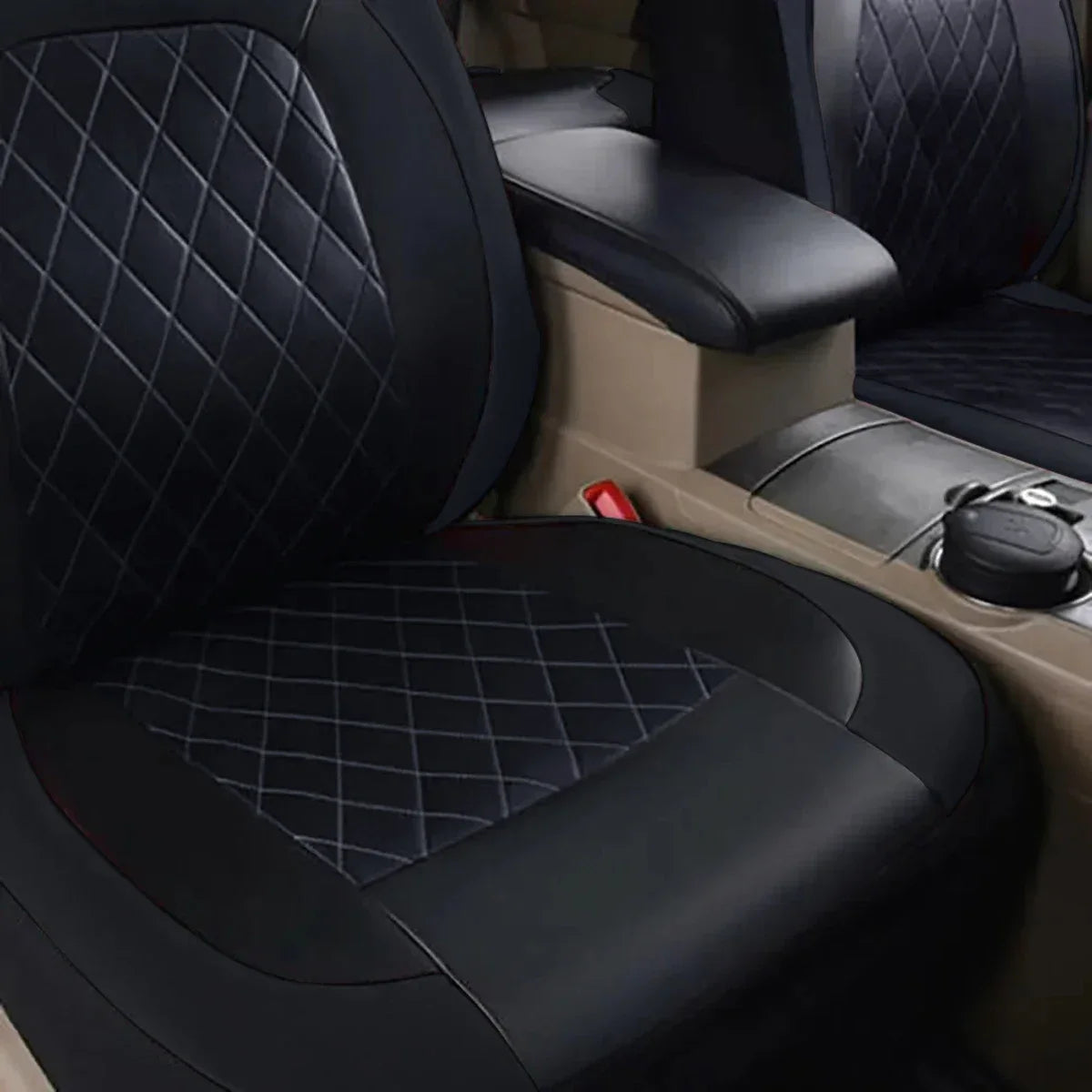 Luxury All-Season Quilted PU Leather Car Seat Covers – Comfort & Fatigue Relief, Full Set for Sedans, SUVs & Pickup Trucks