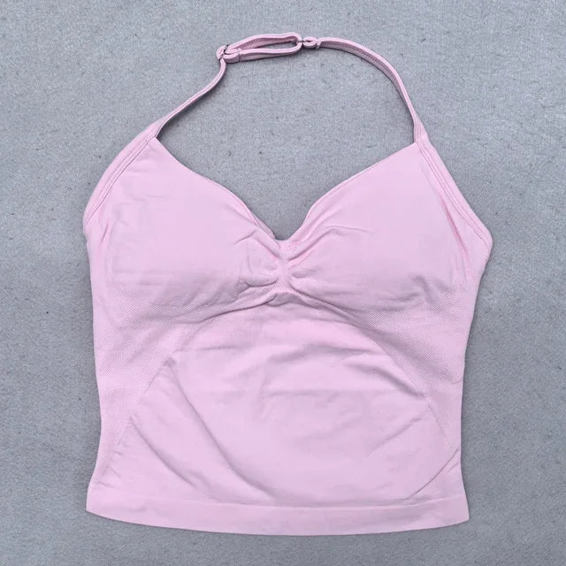 Seamless 2-Piece Yoga Set - Adjustable Longline Top & Scrunch Shorts for Perfect Workout Performance
