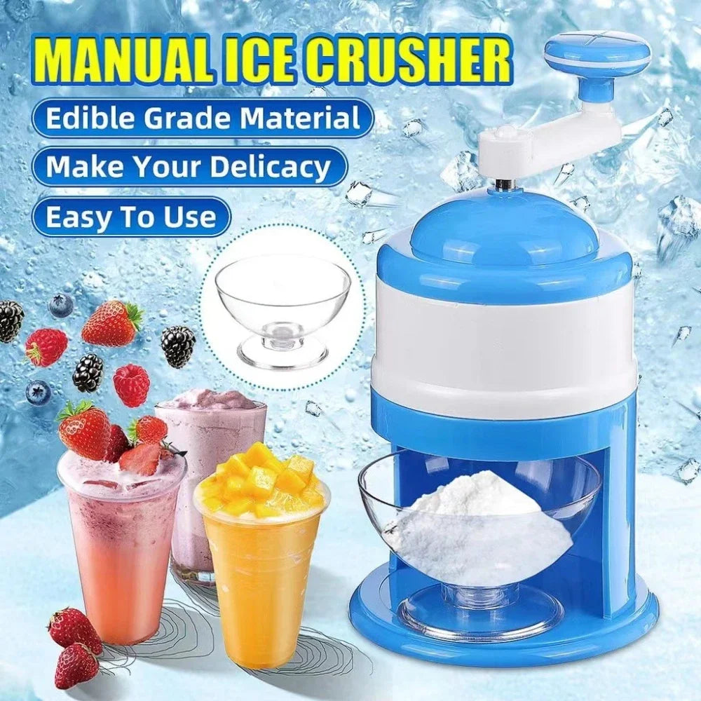 Portable DIY Ice Crusher – Hand-Crank Manual Ice Shaver for Snow Cones, Slushies & Ice Cream – Perfect for Summer Parties!