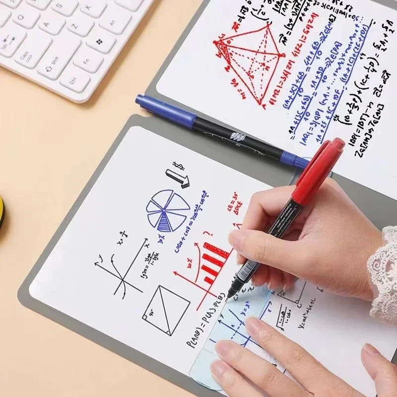 A5 Reusable Whiteboard Notebook Set with Whiteboard Pen Erasing Cloth Leather Memo Pad Weekly Planner Portable Stylish Office