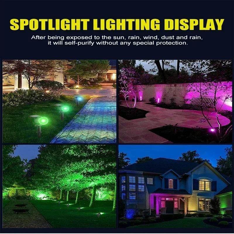 9-LED Solar Garden Spotlights – Waterproof Outdoor Landscape Lights for Pathways, Lawns & Decorative Lighting
