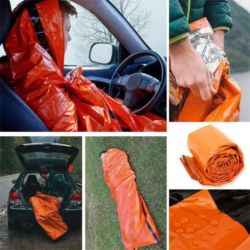 All-Weather Emergency Survival Sleeping Bag – Waterproof, Thermal Mylar Blanket Sack | Reusable & Compact for Camping, Hiking & Outdoor Adventures