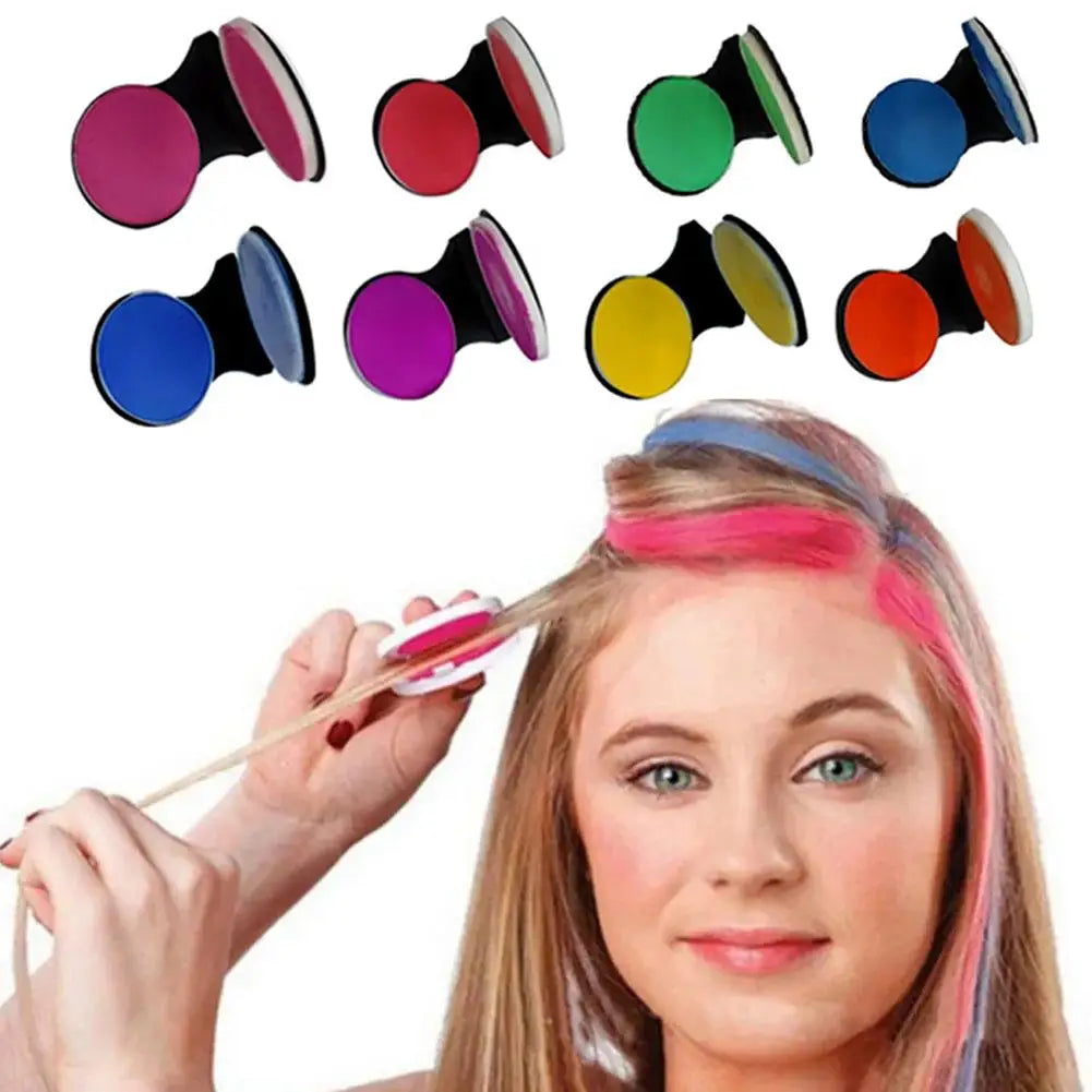 8 Colors Temporary Hair Chalk Washable Hair Dye Pressed Powder Men Women Hair Coloring Powder Instant Chalk to Paint Hairs Girl