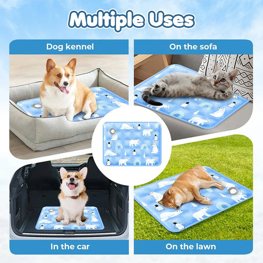 Breathable Cooling Pet Mat – Washable Summer Bed & Blanket for Dogs and Cats, Perfect for Sofa, Floor, or Car (Small to Large Breeds)
