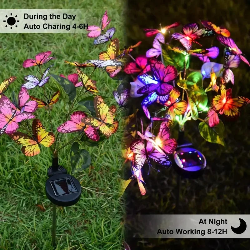Solar-Powered LED Garden Lights – Butterfly & Sunflower Lawn Decor | Outdoor Fairy Lights for Home, Landscape, Weddings & Summer Nights