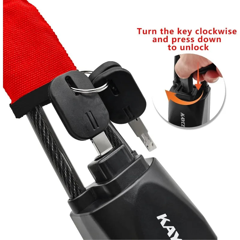 Vehicle Steering Wheel Lock with Seat Belt Socket Steel Rope for Truck SUV Van RV with 3 Keys Universal anti Theft Protection Device