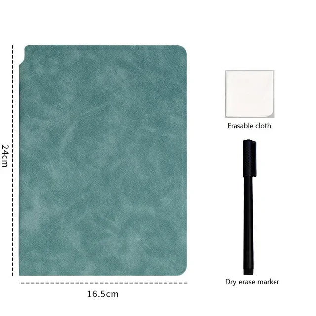 A5 Reusable Whiteboard Notebook Set with Whiteboard Pen Erasing Cloth Leather Memo Pad Weekly Planner Portable Stylish Office
