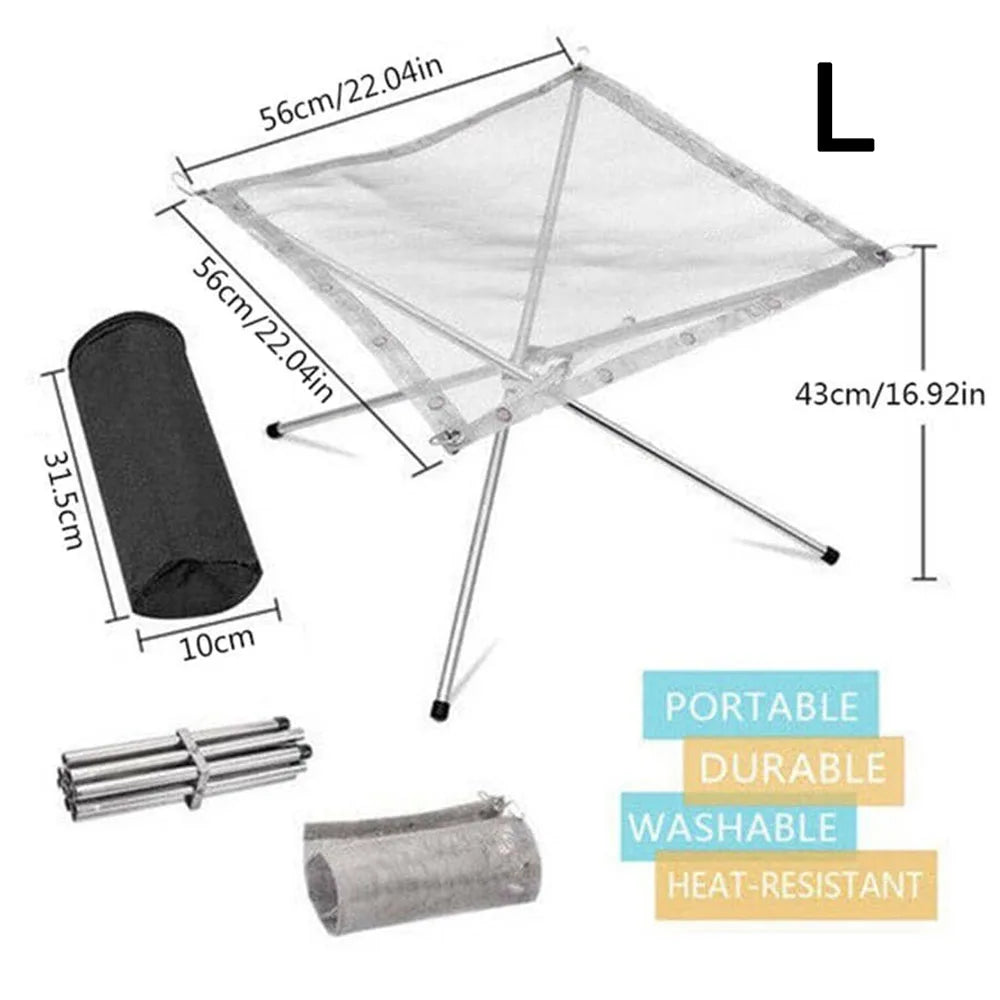 Portable Outdoor Mesh Fire Pits Foldable Campfire Stand Outdoor Camping Campfire Fire Rack for Camping Accessories Foldable Mesh Fire Pit BBQ Tools Hot