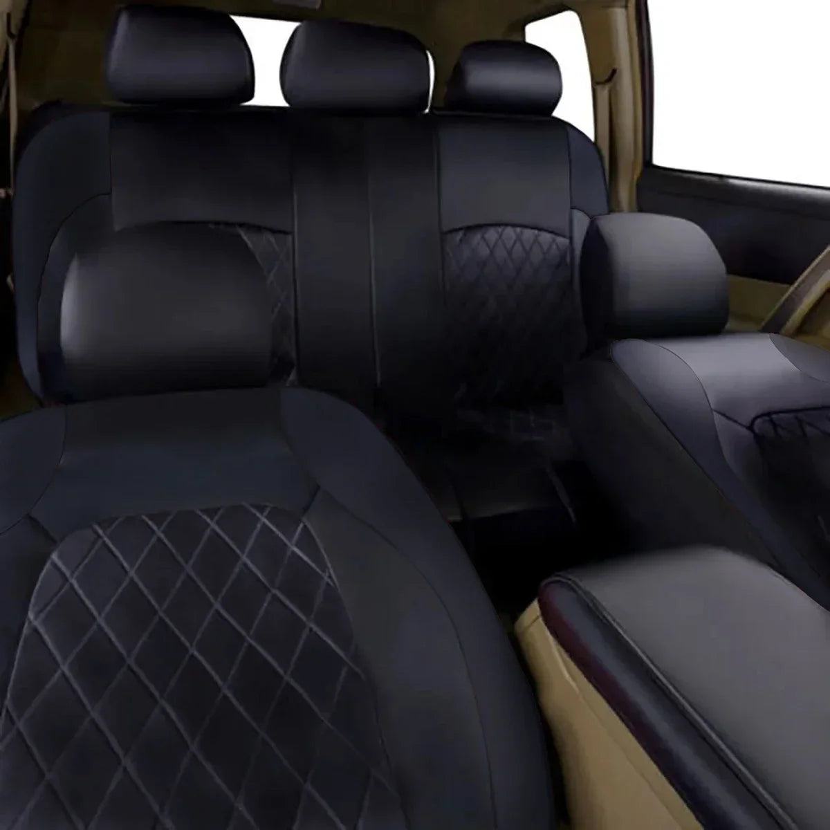 Luxury All-Season Quilted PU Leather Car Seat Covers – Comfort & Fatigue Relief, Full Set for Sedans, SUVs & Pickup Trucks