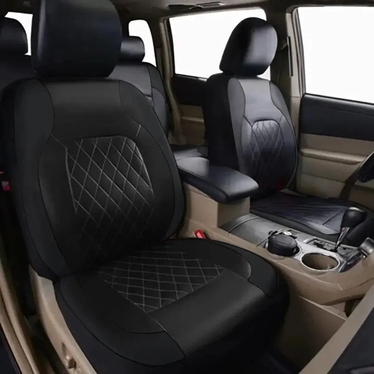 Luxury All-Season Quilted PU Leather Car Seat Covers – Comfort & Fatigue Relief, Full Set for Sedans, SUVs & Pickup Trucks