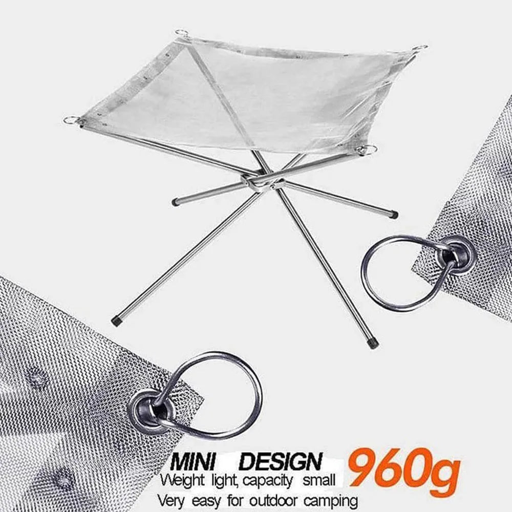 Portable Outdoor Mesh Fire Pits Foldable Campfire Stand Outdoor Camping Campfire Fire Rack for Camping Accessories Foldable Mesh Fire Pit BBQ Tools Hot