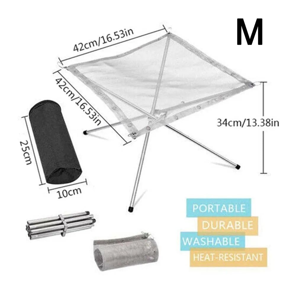 Portable Outdoor Mesh Fire Pits Foldable Campfire Stand Outdoor Camping Campfire Fire Rack for Camping Accessories Foldable Mesh Fire Pit BBQ Tools Hot