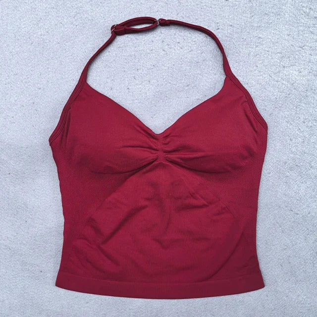 Seamless 2-Piece Yoga Set - Adjustable Longline Top & Scrunch Shorts for Perfect Workout Performance