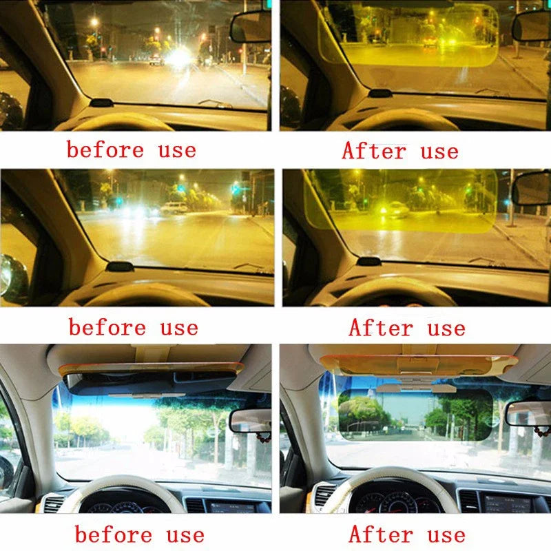 1 Piece Car Sun Visor HD Anti-Glare Sunshade Day & Night Vision Foldable Driving Mirror UV Protection Flip-Down Interior Accessories