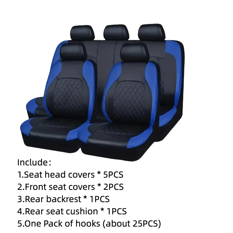 Luxury All-Season Quilted PU Leather Car Seat Covers – Comfort & Fatigue Relief, Full Set for Sedans, SUVs & Pickup Trucks