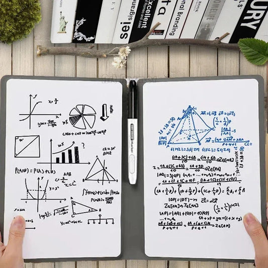 A5 Reusable Whiteboard Notebook Set with Whiteboard Pen Erasing Cloth Leather Memo Pad Weekly Planner Portable Stylish Office
