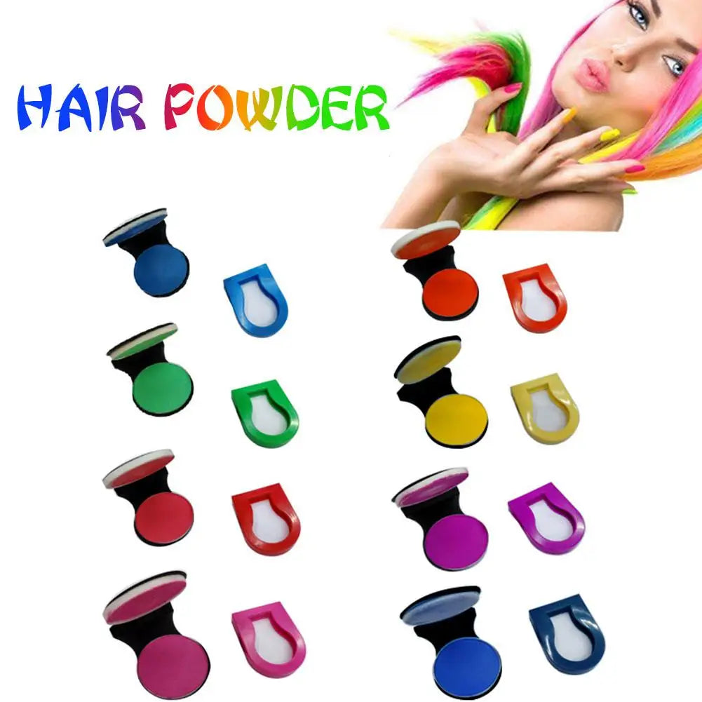 8 Colors Temporary Hair Chalk Washable Hair Dye Pressed Powder Men Women Hair Coloring Powder Instant Chalk to Paint Hairs Girl