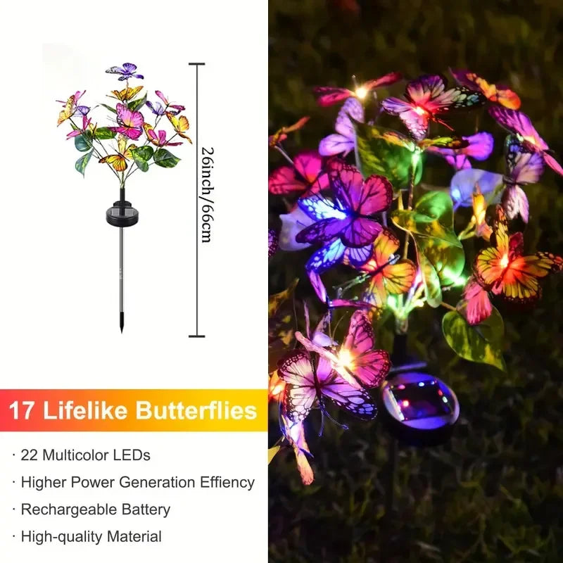 Solar-Powered LED Garden Lights – Butterfly & Sunflower Lawn Decor | Outdoor Fairy Lights for Home, Landscape, Weddings & Summer Nights