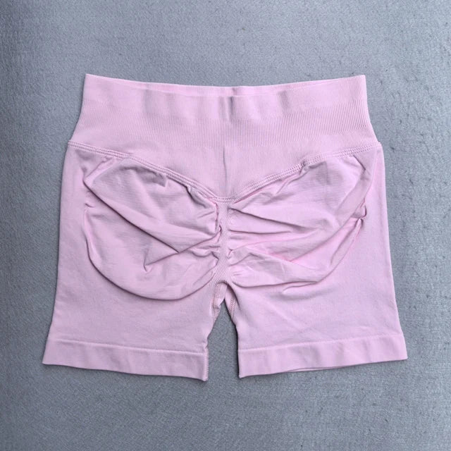 Seamless 2-Piece Yoga Set - Adjustable Longline Top & Scrunch Shorts for Perfect Workout Performance