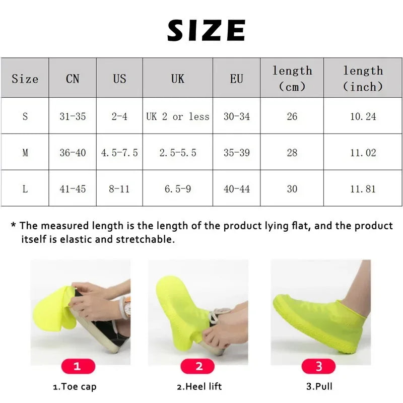 Silicone Waterproof Shoe Covers – Slip-Resistant, Durable Rain Boot Overshoes in S/M/L | Perfect Outdoor Protection for Wet Weather | 1 Pair
