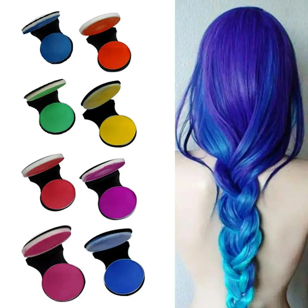 8 Colors Temporary Hair Chalk Washable Hair Dye Pressed Powder Men Women Hair Coloring Powder Instant Chalk to Paint Hairs Girl