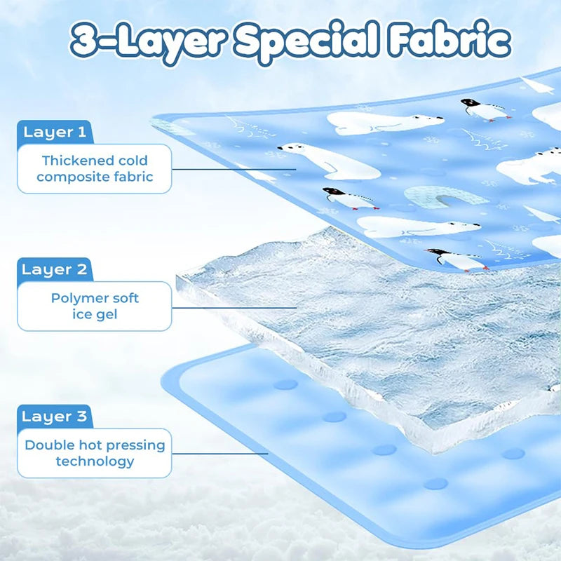 Breathable Cooling Pet Mat – Washable Summer Bed & Blanket for Dogs and Cats, Perfect for Sofa, Floor, or Car (Small to Large Breeds)