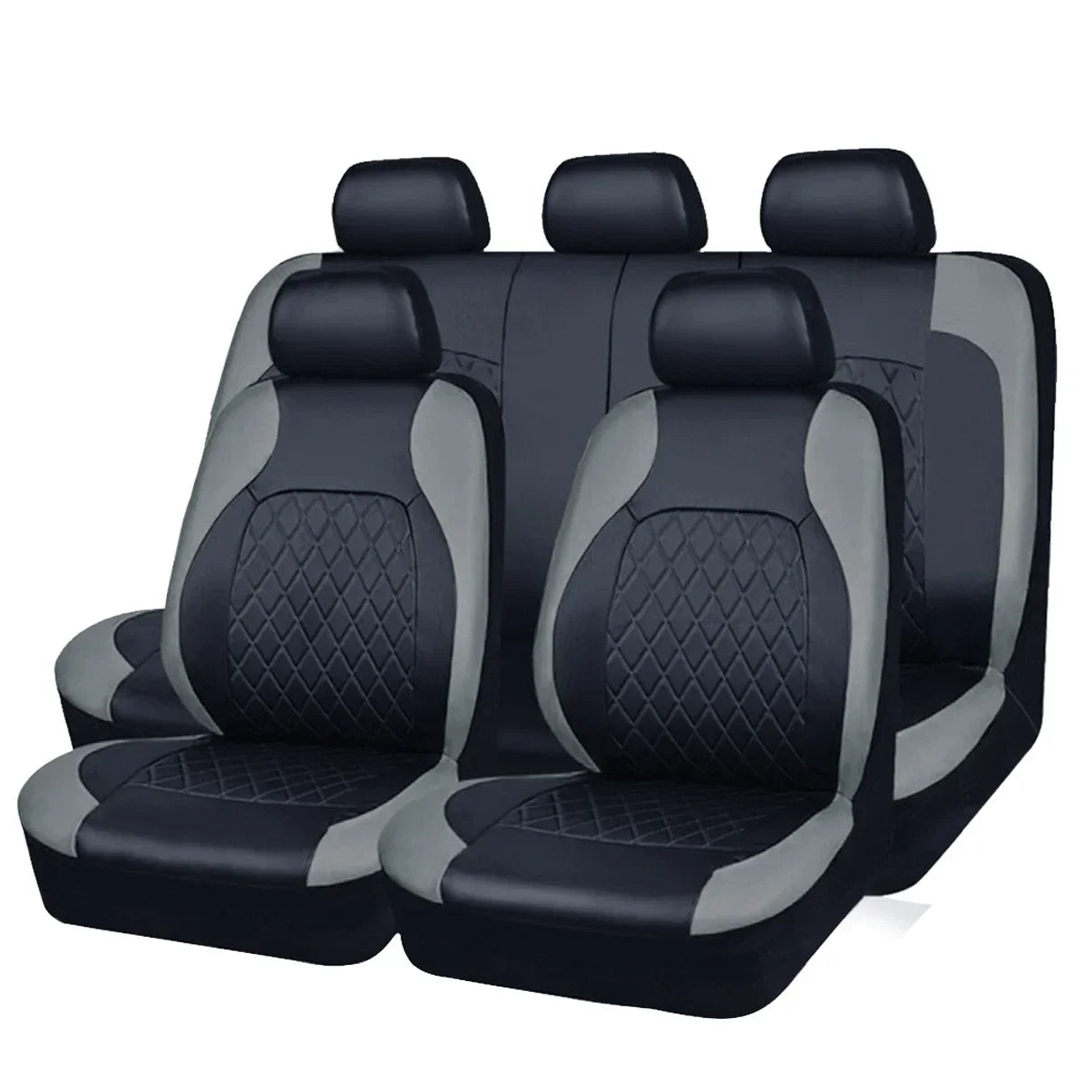 Luxury All-Season Quilted PU Leather Car Seat Covers – Comfort & Fatigue Relief, Full Set for Sedans, SUVs & Pickup Trucks