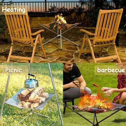 Portable Outdoor Mesh Fire Pits Foldable Campfire Stand Outdoor Camping Campfire Fire Rack for Camping Accessories Foldable Mesh Fire Pit BBQ Tools Hot