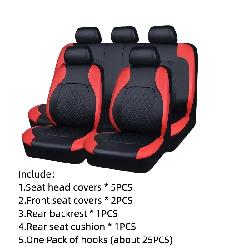 Luxury All-Season Quilted PU Leather Car Seat Covers – Comfort & Fatigue Relief, Full Set for Sedans, SUVs & Pickup Trucks